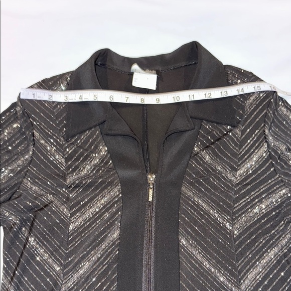 Artex Fashions Blouse Sweater Jacket Elegant Black Silver Sparkle Women's Size M - Picture 6 of 11